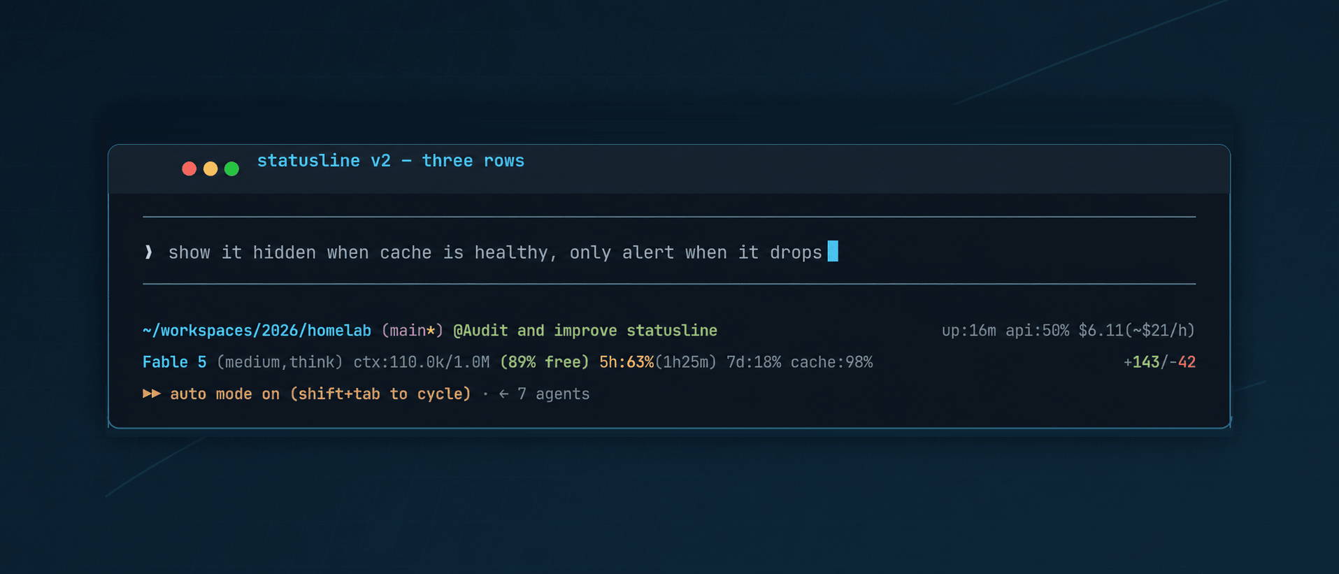 Statusline v2: Three Rows, Clickable Links, and a Live Project HUD