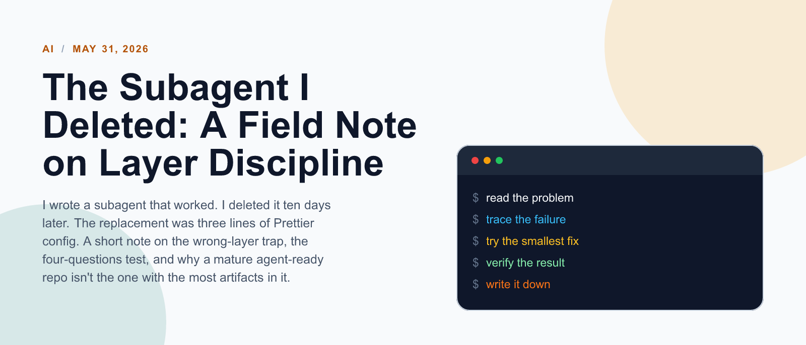 The Subagent I Deleted: A Field Note on Layer Discipline