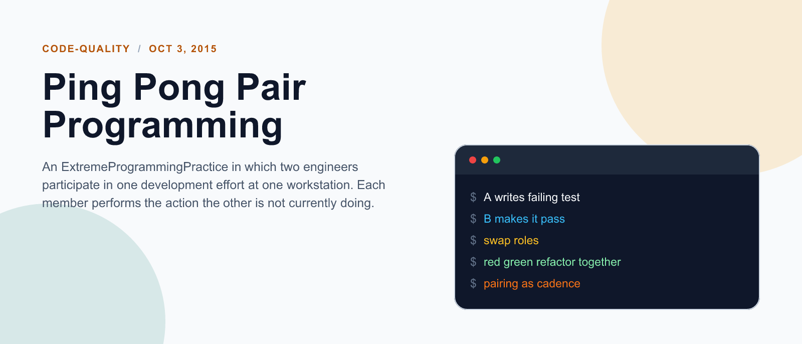 Ping Pong Pair Programming