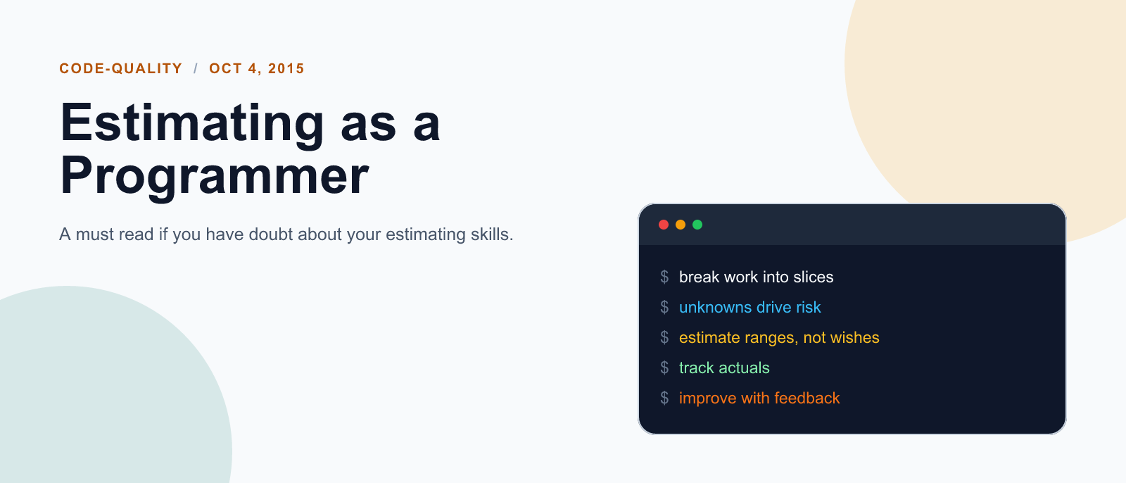 Estimating as a Programmer