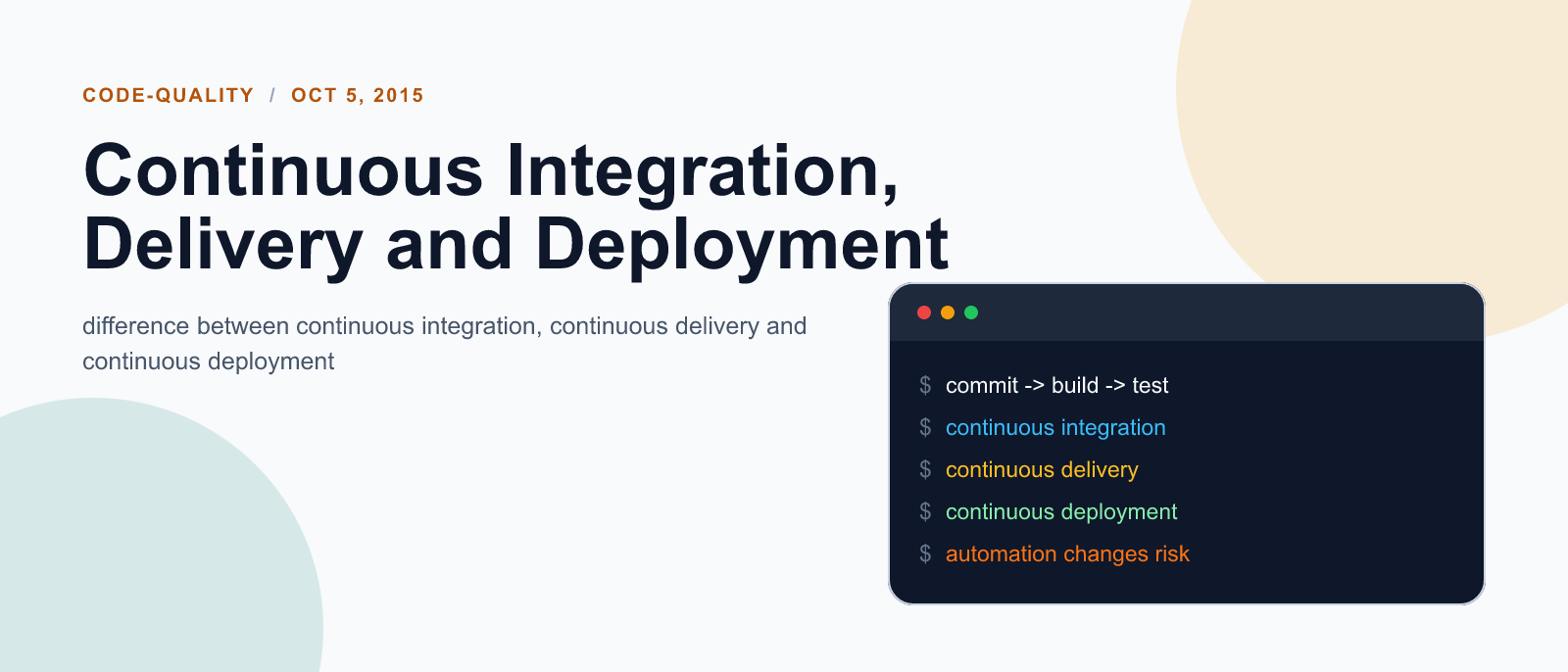 Continuous Integration, Delivery and Deployment