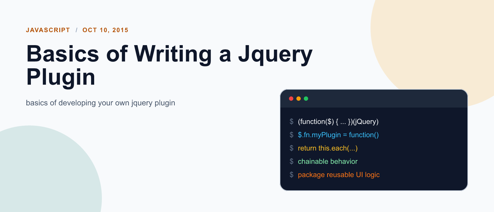 Basics of Writing a Jquery Plugin