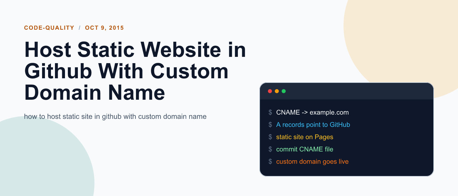 Host Static Website in Github With Custom Domain Name