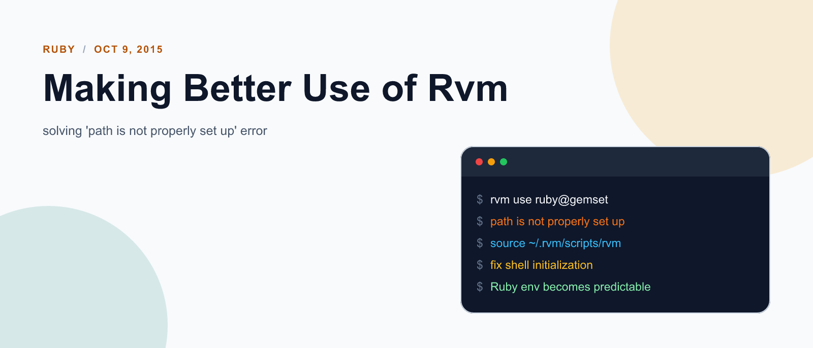 Making Better Use of Rvm