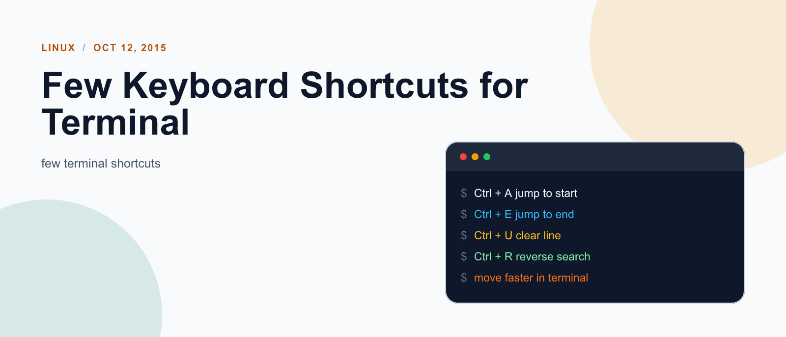 Few Keyboard Shortcuts for Terminal