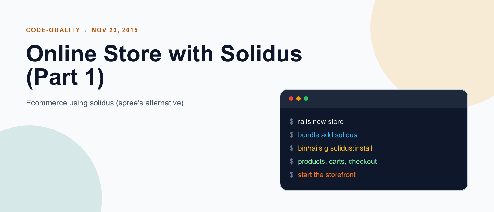 Online Store with Solidus (Part 1)