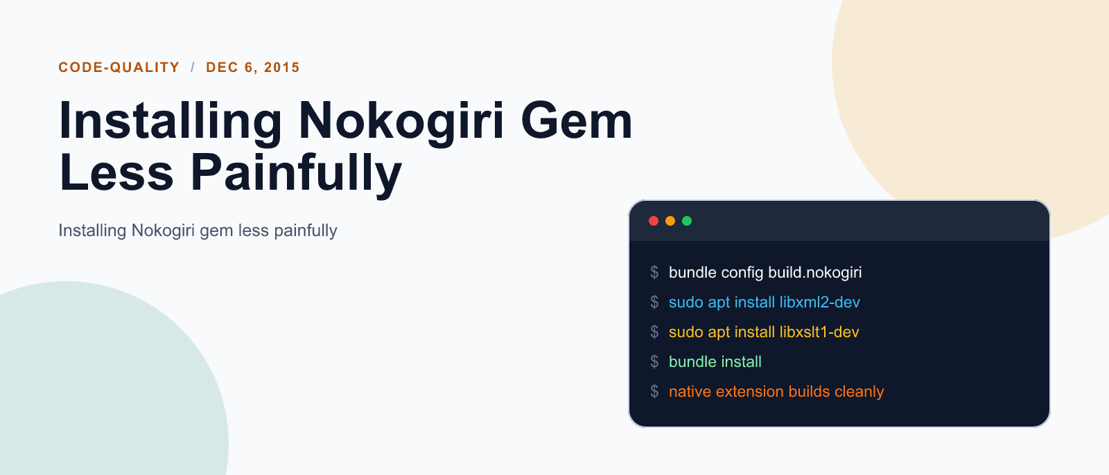 Installing Nokogiri Gem Less Painfully