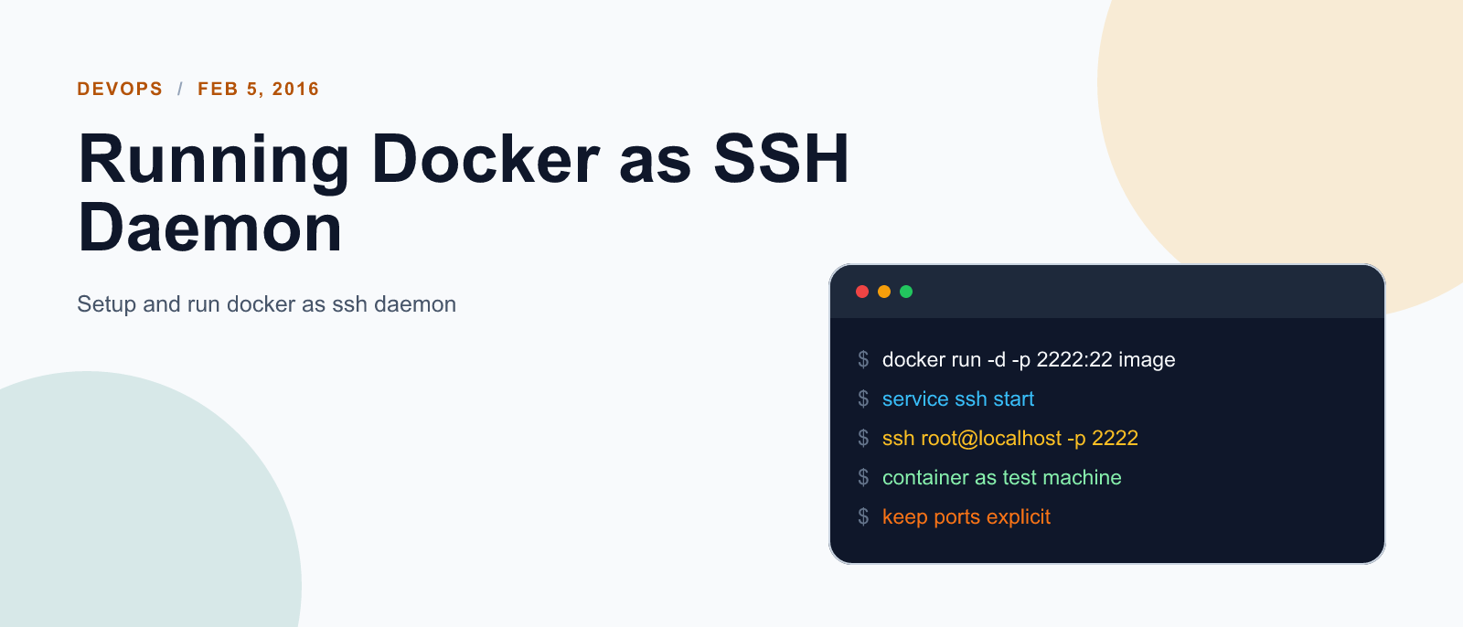 Running Docker as SSH Daemon