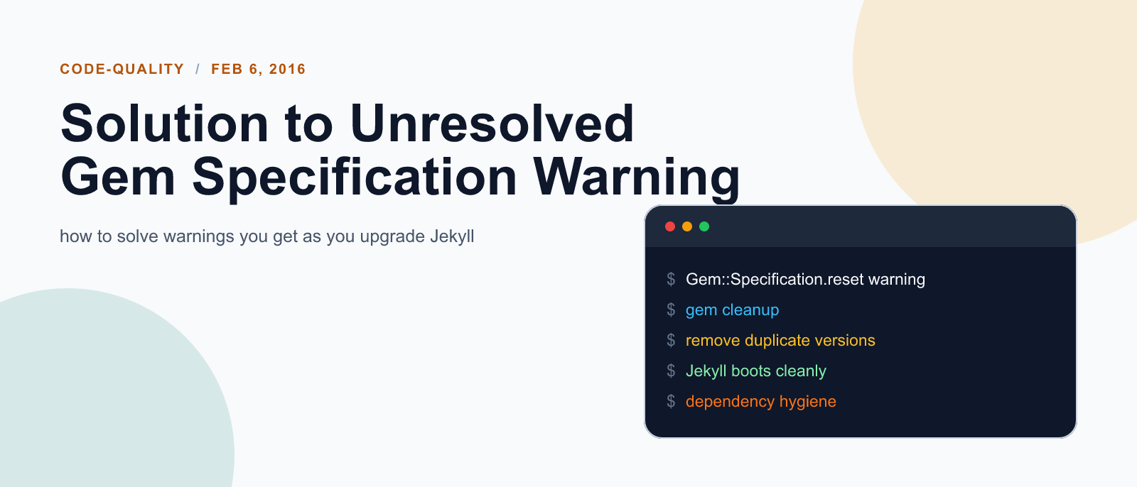 Solution to warning Unresolved specs during Gem::Specification.reset