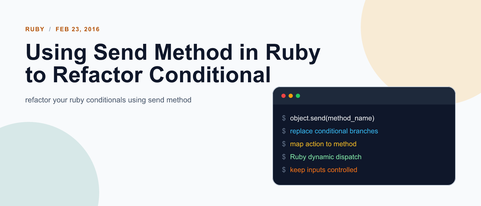 Using Send Method in Ruby to Refactor Conditional