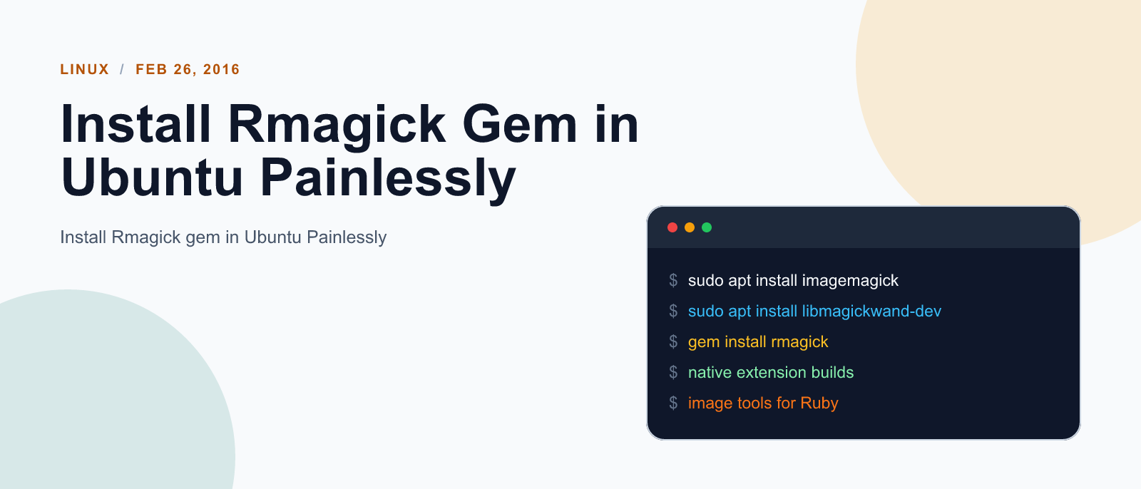 Install Rmagick Gem in Ubuntu Painlessly