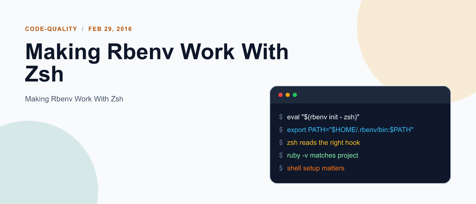 Making Rbenv Work With Zsh