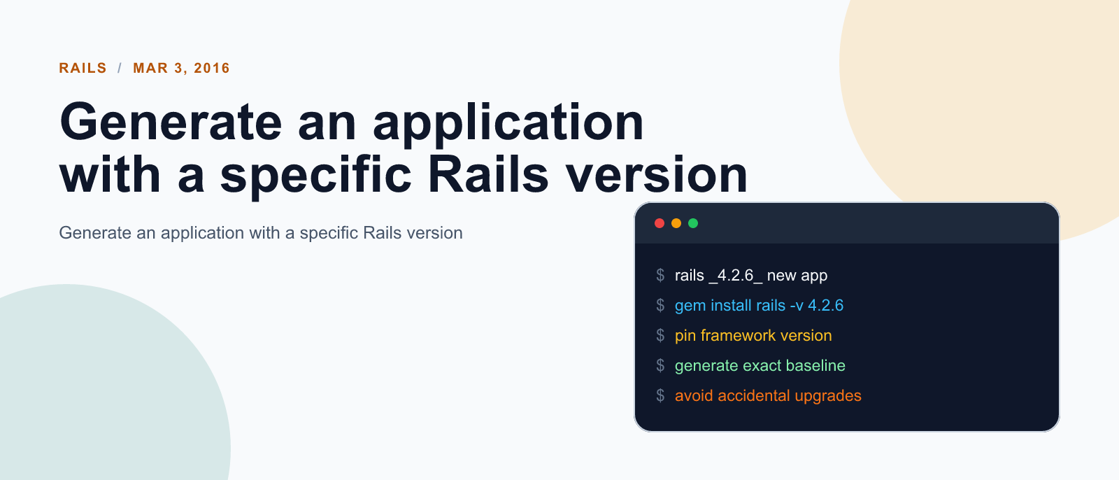 Generate an application with a specific Rails version