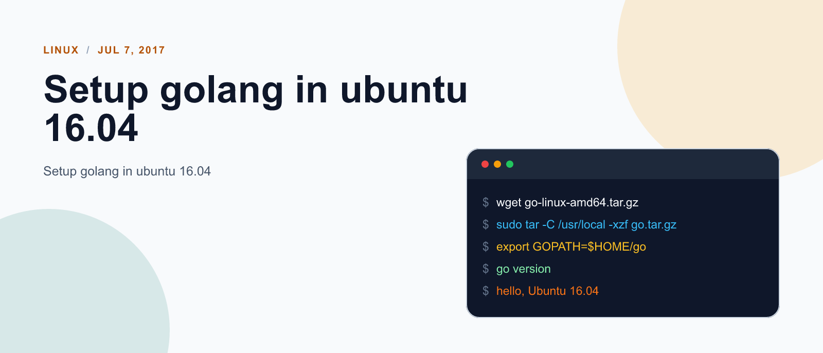 Setup golang in ubuntu 16.04