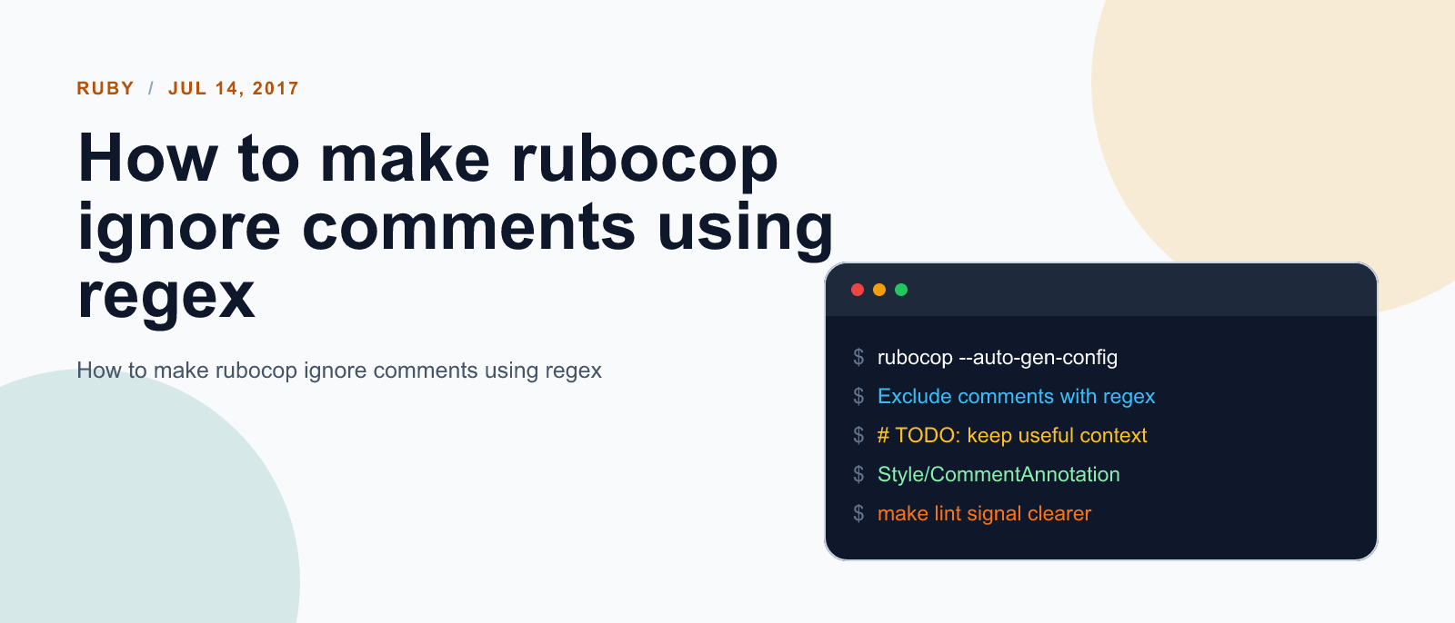 How to make rubocop ignore comments using regex