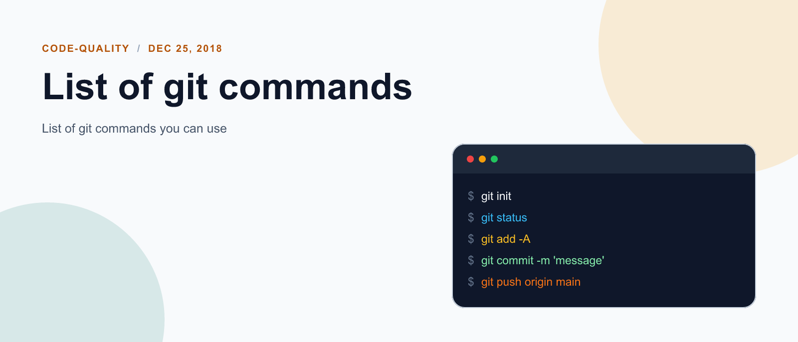 List of git commands