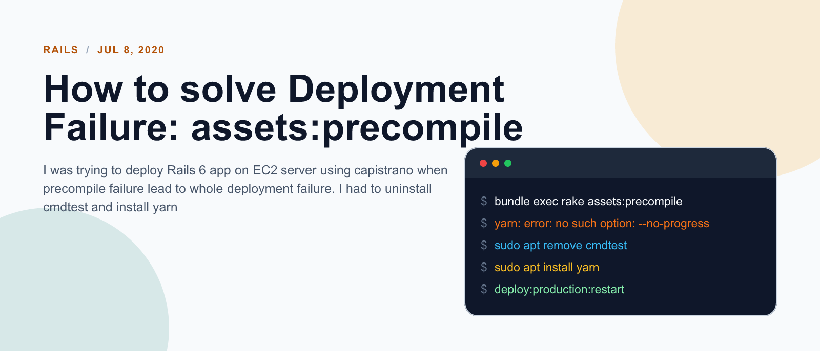 How to solve Deployment Failure-`assets:precompile`