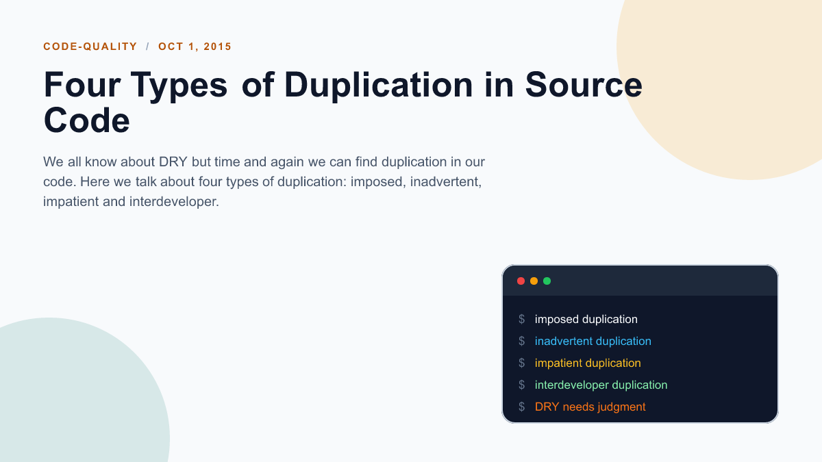 Four Types of Duplication in Source Code