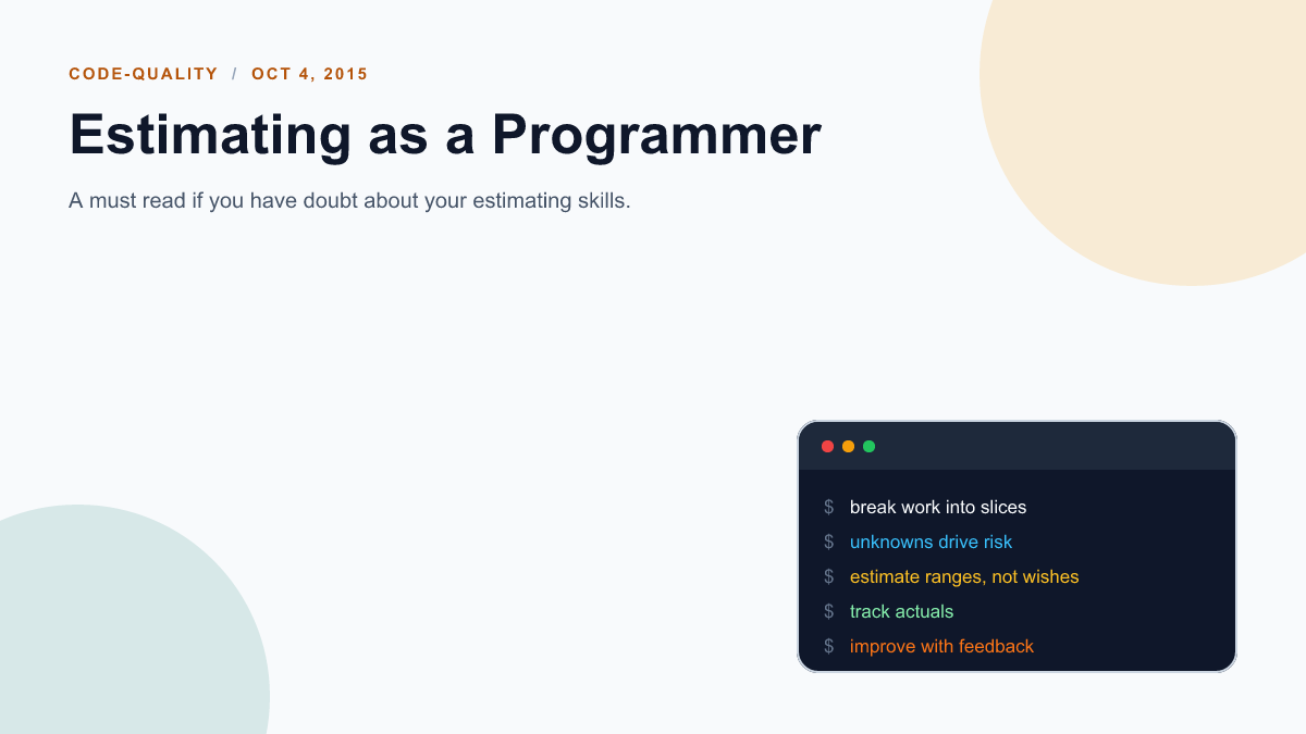 Estimating as a Programmer