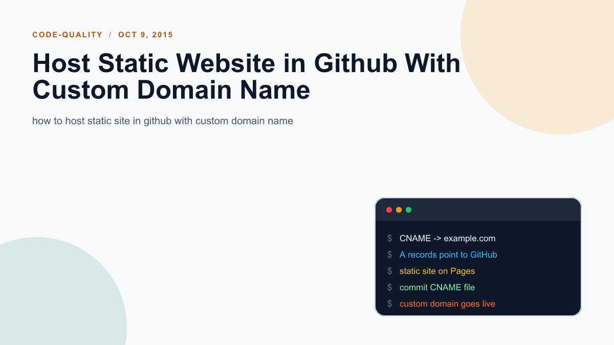 Host Static Website in Github With Custom Domain Name