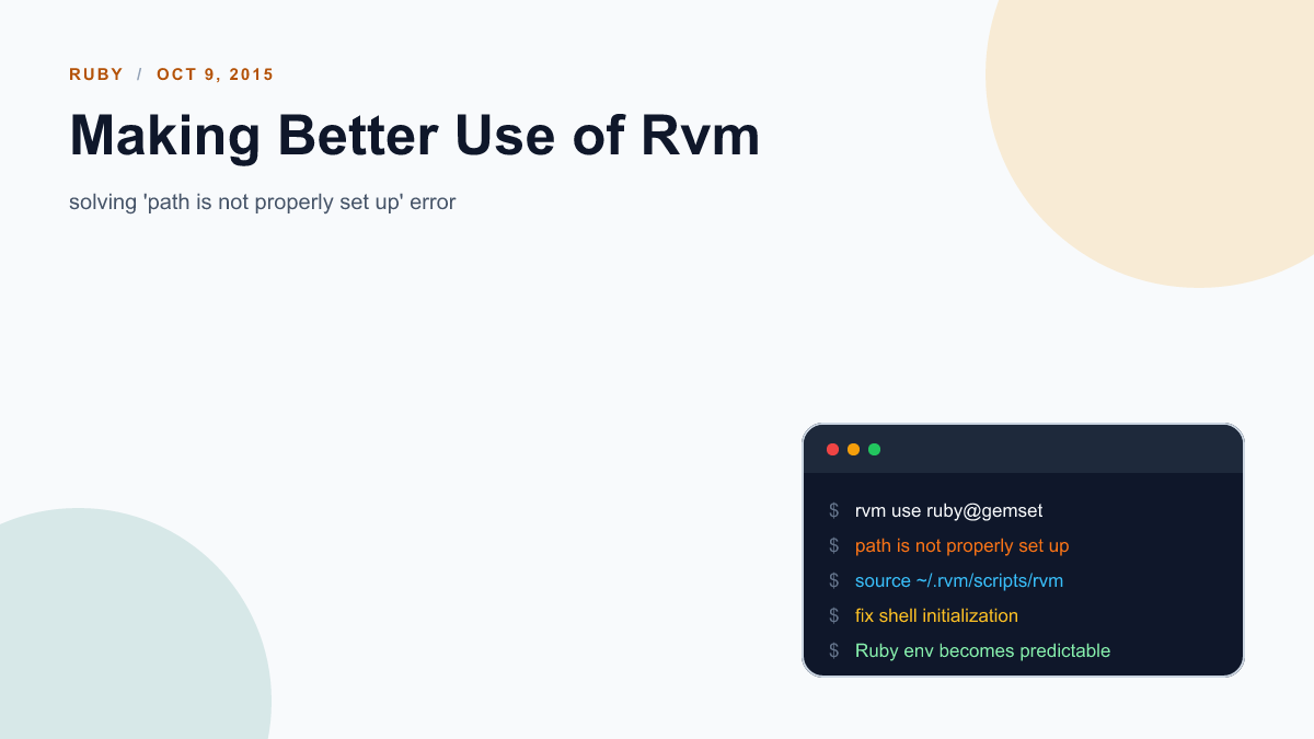 Making Better Use of Rvm
