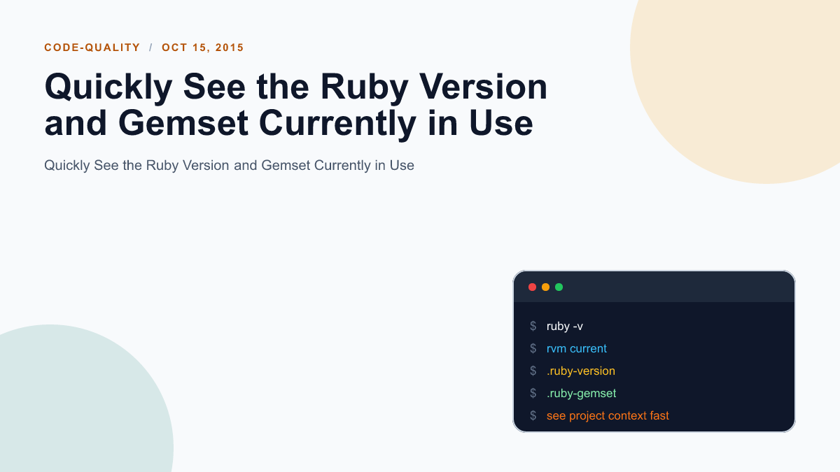 Quickly See the Ruby Version and Gemset Currently in Use