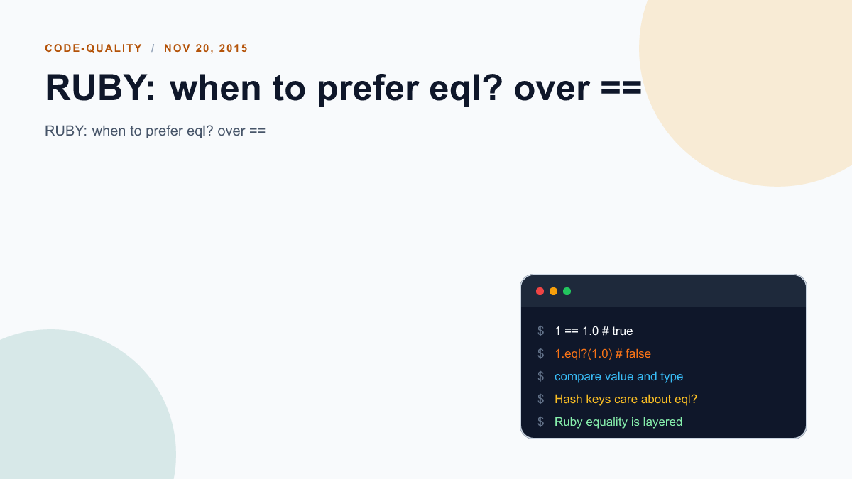 RUBY: when to prefer eql? over ==