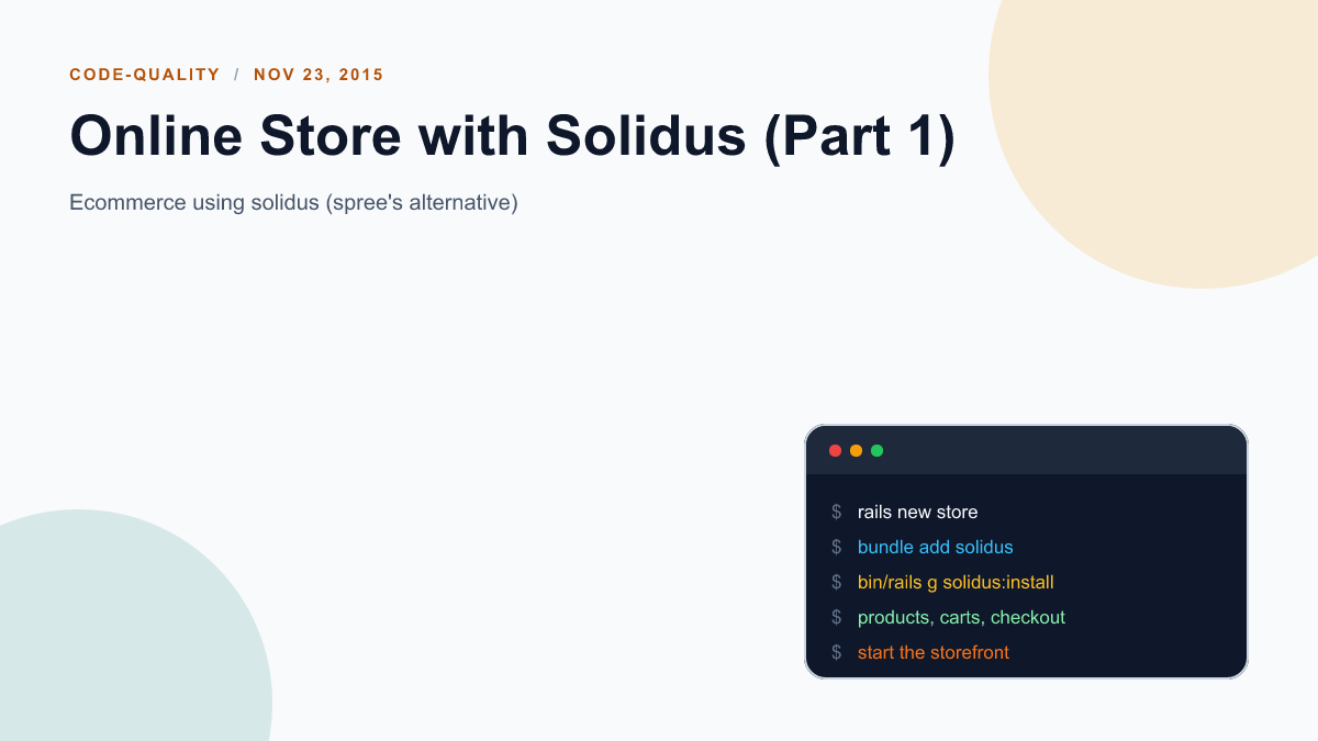 Online Store with Solidus (Part 1)