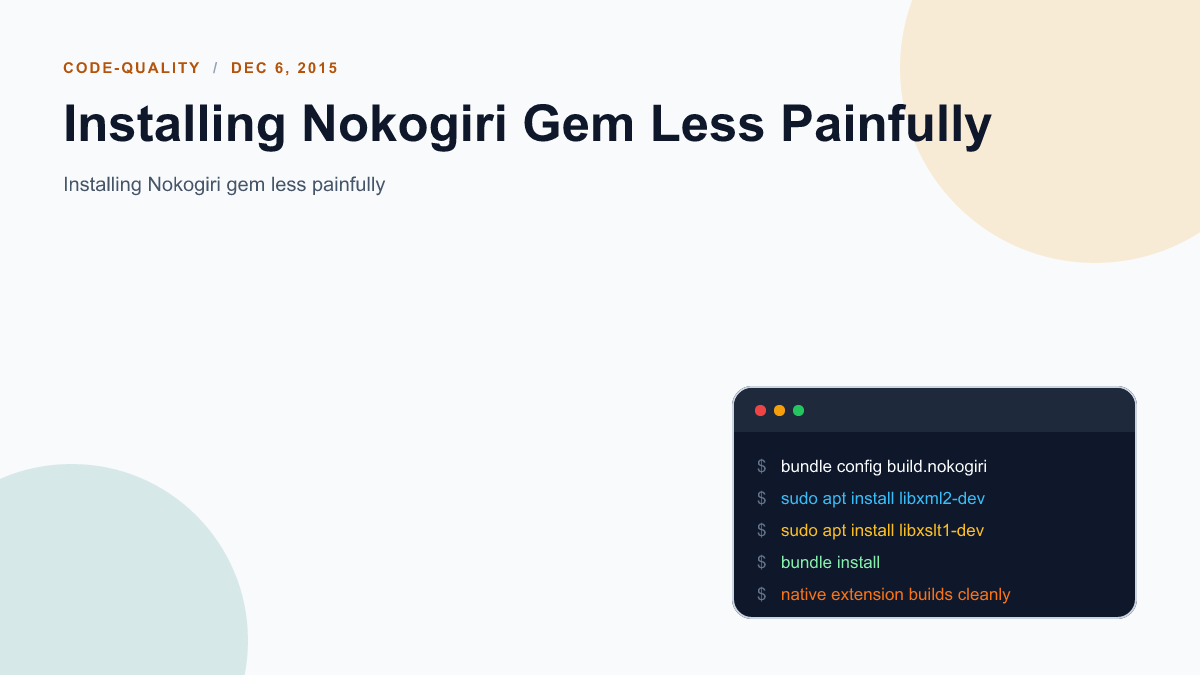 Installing Nokogiri Gem Less Painfully