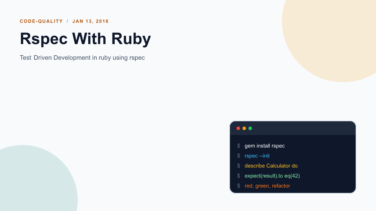 Rspec With Ruby
