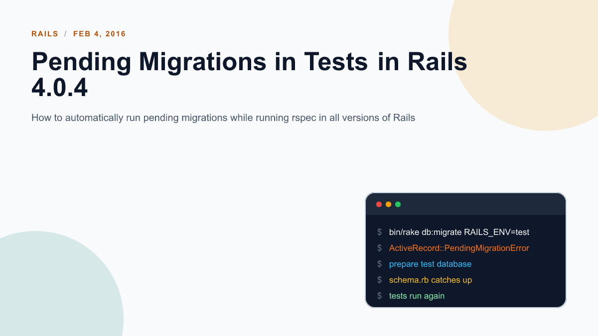 Pending Migrations in Tests in Rails 4.0.4
