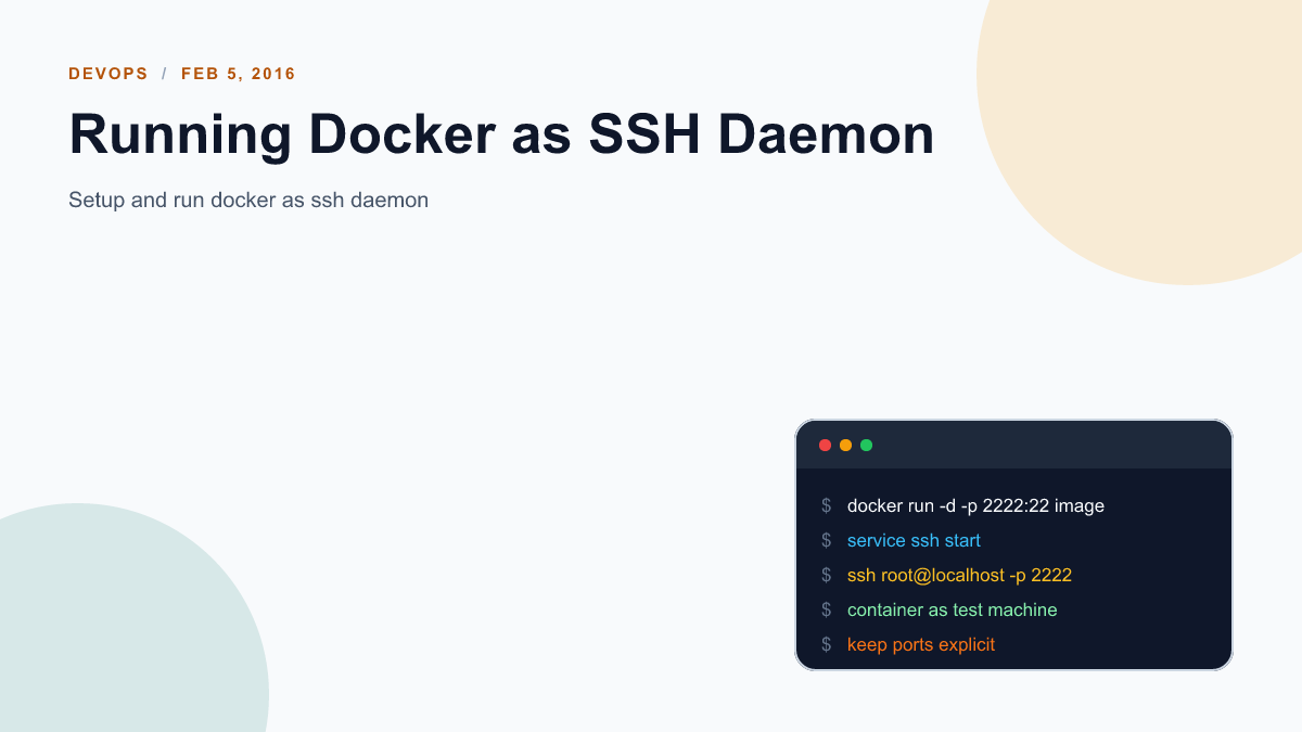 Running Docker as SSH Daemon