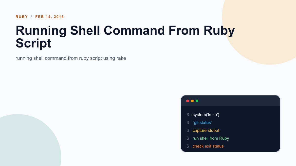 Running Shell Command From Ruby Script