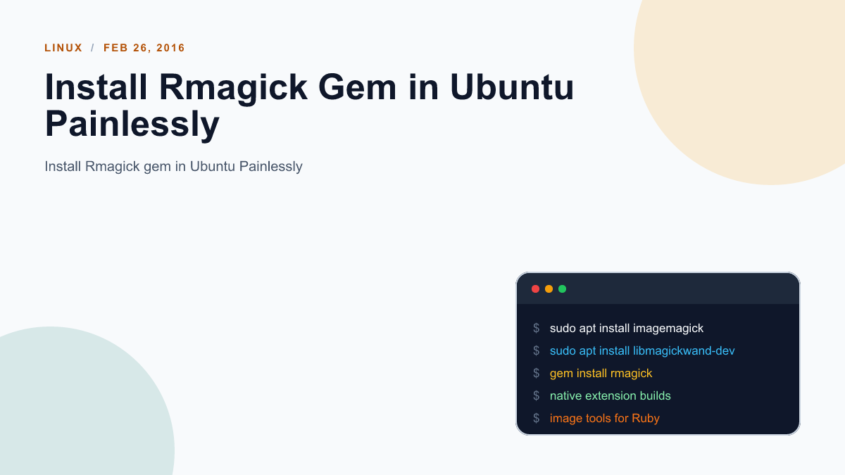 Install Rmagick Gem in Ubuntu Painlessly