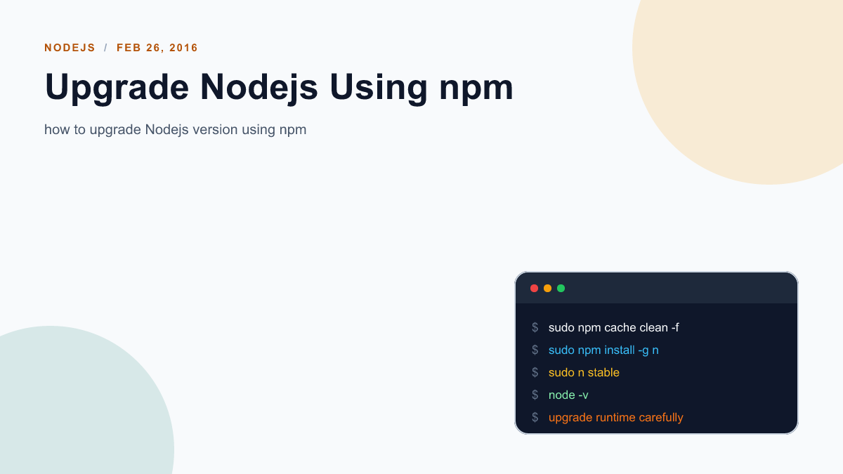 Upgrade Nodejs Using npm