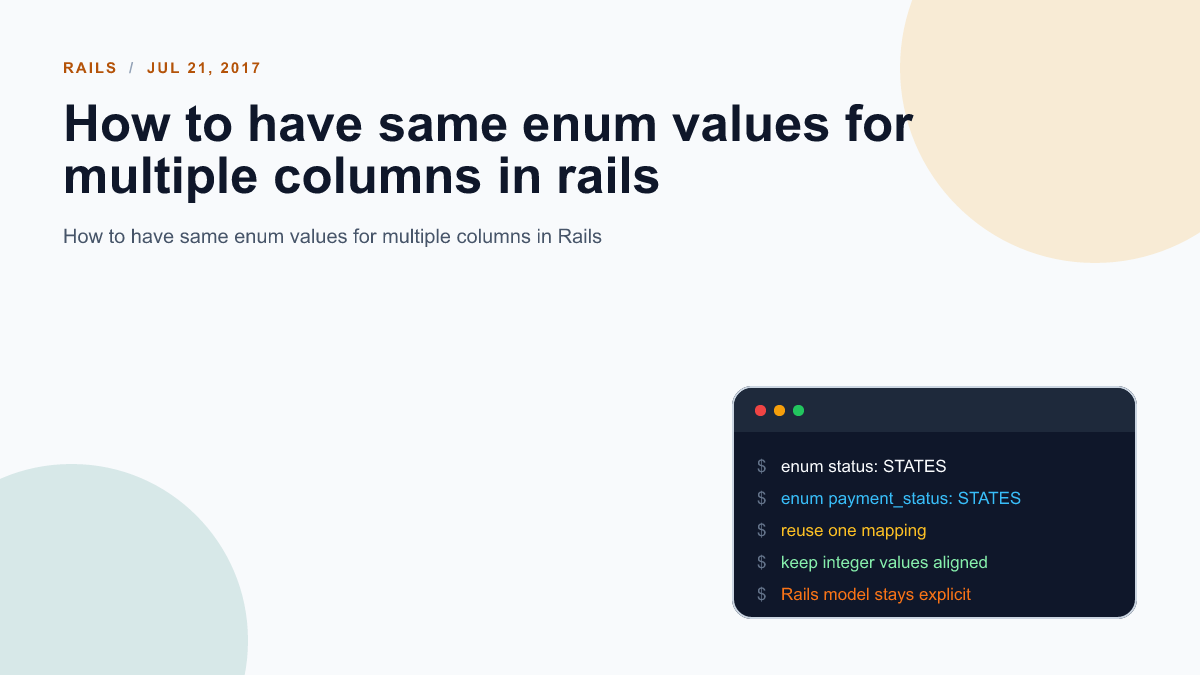 How to have same enum values for multiple columns in rails