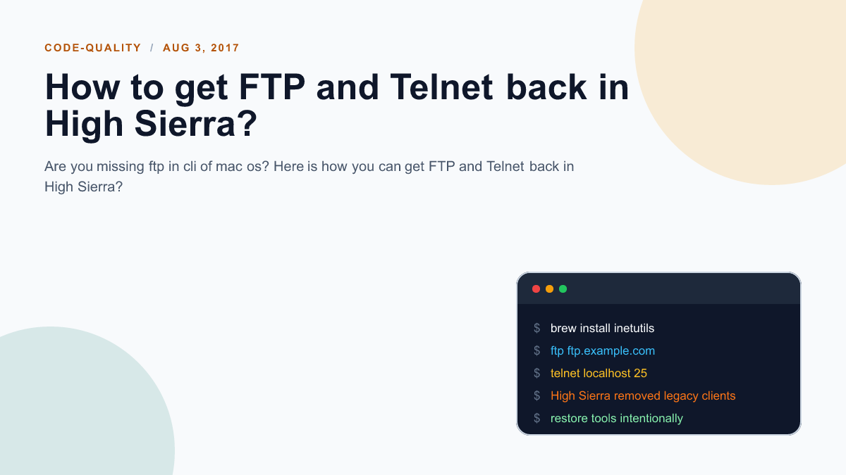 How to get FTP and Telnet back in High Sierra?